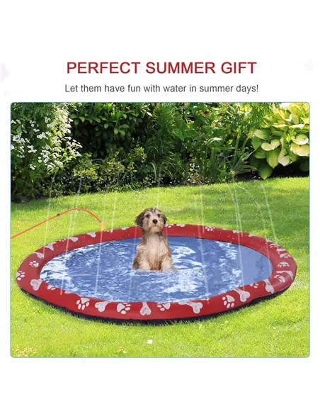 PawHut Dog Splash Pad, Pet Sprinkler Mat, Non-Slip Dog Paddling Pool, Foldable Outdoor Sprinkler and Splash Mat Water Play for G