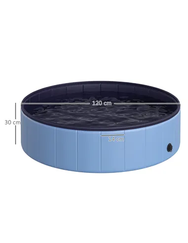 PawHut Dog Paddling Pool, Foldable Dog Pool, Leakproof & Hard Plastic, Portable Pet Bathtub with Non-Slip Base & Drainage Hole, 