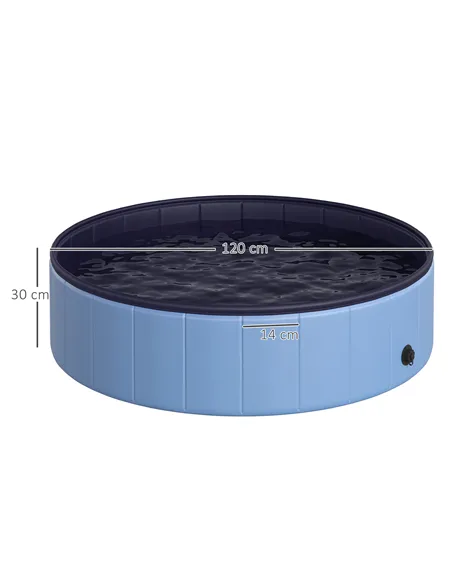 PawHut Dog Paddling Pool, Foldable Dog Pool, Leakproof & Hard Plastic, Portable Pet Bathtub with Non-Slip Base & Drainage Hole, 