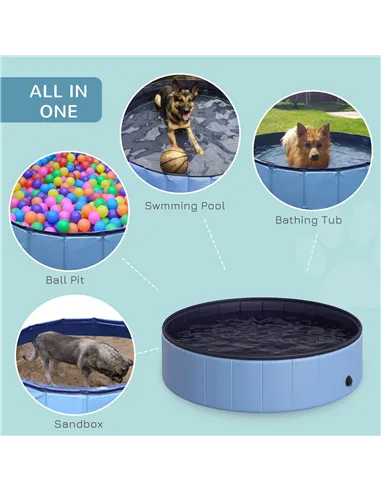 PawHut Dog Paddling Pool, Foldable Dog Pool, Leakproof & Hard Plastic, Portable Pet Bathtub with Non-Slip Base & Drainage Hole, 