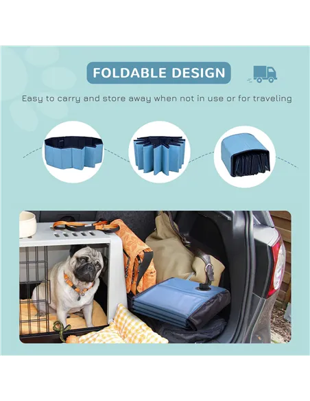 PawHut Dog Paddling Pool, Foldable Dog Pool, Leakproof & Hard Plastic, Portable Pet Bathtub with Non-Slip Base & Drainage Hole, 