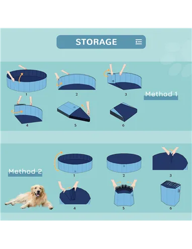 PawHut Dog Paddling Pool, Foldable Dog Pool, Leakproof & Hard Plastic, Portable Pet Bathtub with Non-Slip Base & Drainage Hole, 
