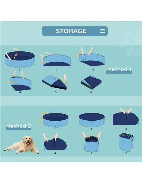 PawHut Dog Paddling Pool, Foldable Dog Pool, Leakproof & Hard Plastic, Portable Pet Bathtub with Non-Slip Base & Drainage Hole, 
