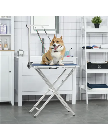 PawHut Adjustable Pet Grooming Arm, with Clamp, Haunch Holders & Grooming Loop - Sliver-Tone