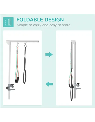 PawHut Adjustable Pet Grooming Arm, with Clamp, Haunch Holders & Grooming Loop - Sliver-Tone