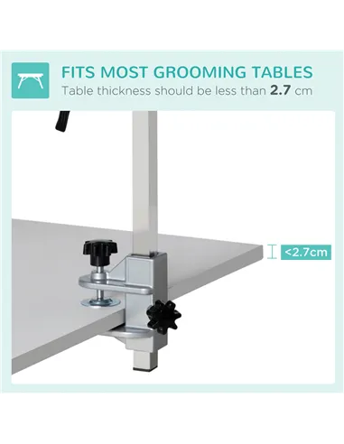 PawHut Adjustable Pet Grooming Arm, with Clamp, Haunch Holders & Grooming Loop - Sliver-Tone