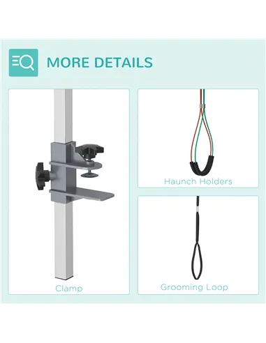 PawHut Adjustable Pet Grooming Arm, with Clamp, Haunch Holders & Grooming Loop - Sliver-Tone