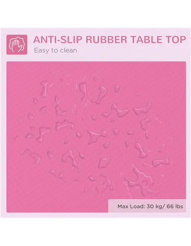 PawHut 32" Foldable Dog Grooming Table Pet Drying Beauty Table Adjustable Fixed Arm Rubber Top, Pink