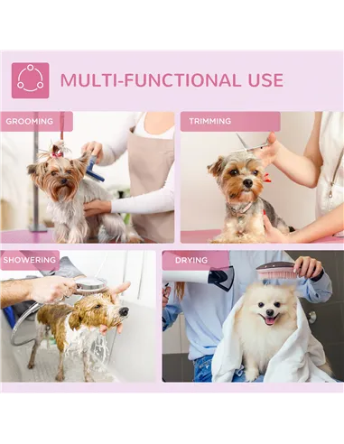 PawHut 32" Foldable Dog Grooming Table Pet Drying Beauty Table Adjustable Fixed Arm Rubber Top, Pink