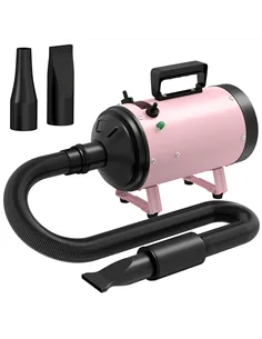 PawHut 2200W Dog Hair Dryer with Adjustable Temperature & Velocity, 3 Different Nozzles, Pink