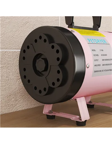 PawHut 2200W Dog Hair Dryer with Adjustable Temperature & Velocity, 3 Different Nozzles, Pink