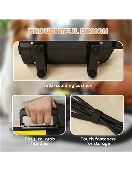 PawHut 2200W Dog Hair Dryer with Adjustable Temperature & Velocity, 3 Different Nozzles, Black