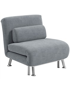HOMCOM Single Velvet-Feel Sleeper Chair - Grey