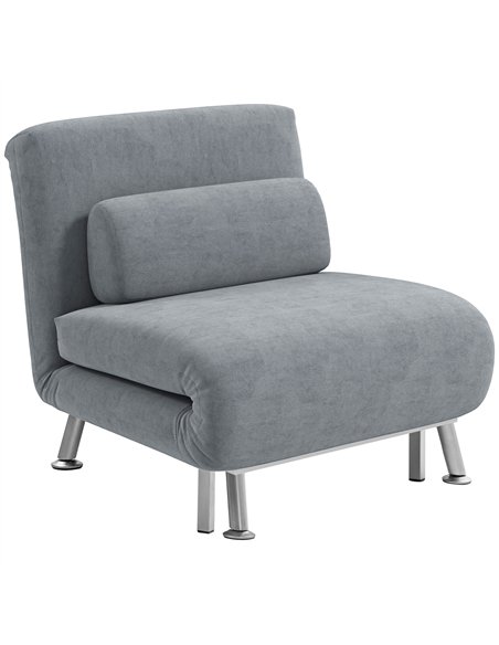 HOMCOM Single Velvet-Feel Sleeper Chair - Grey