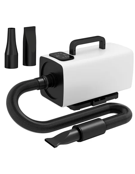 PawHut 2200W Dog Hair Dryer with Auto Adjustable Temperature & Airflow, 3 Nozzles, Digital Screen, for Dogs Cats, White