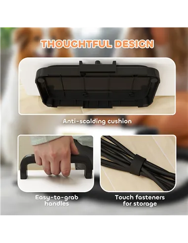 PawHut 2200W Dog Hair Dryer with Auto Adjustable Temperature & Airflow, 3 Nozzles, Digital Screen, for Dogs Cats, White