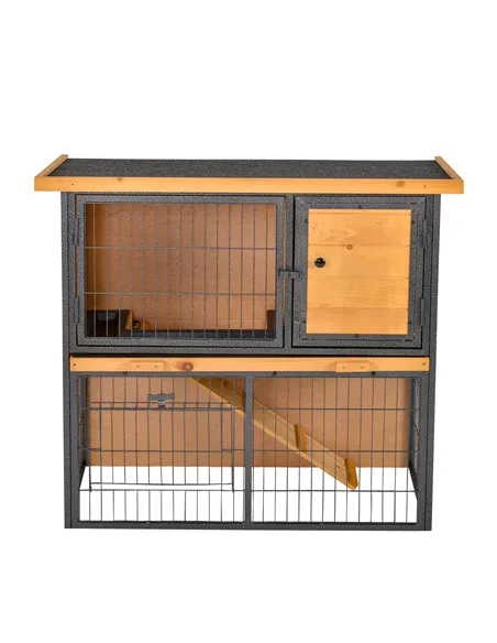 PawHut Wood-metal Guinea Pigs Hutches Elevated Pet House Outdoor 89.5 x 45 x 81cm