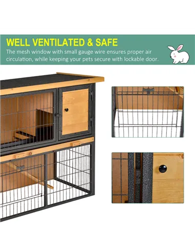 PawHut Wood-metal Guinea Pigs Hutches Elevated Pet House Outdoor 89.5 x 45 x 81cm