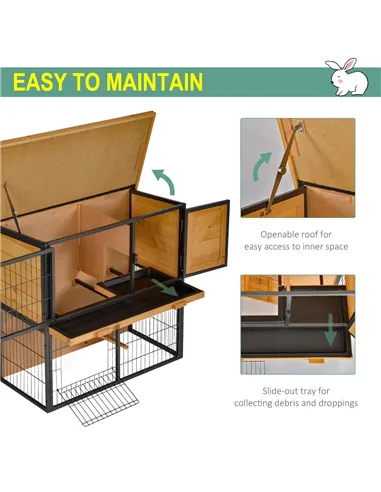 PawHut Wood-metal Guinea Pigs Hutches Elevated Pet House Outdoor 89.5 x 45 x 81cm