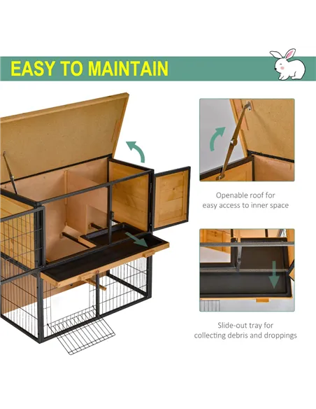PawHut Wood-metal Guinea Pigs Hutches Elevated Pet House Outdoor 89.5 x 45 x 81cm