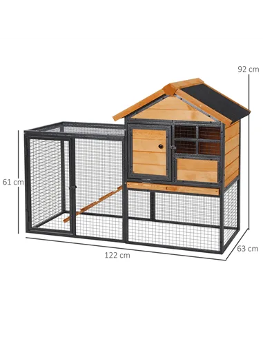 PawHut Wood-metal Guinea Pigs Hutches Elevated Pet Bunny House Rabbit Cage with Slide-Out Tray Outdoor