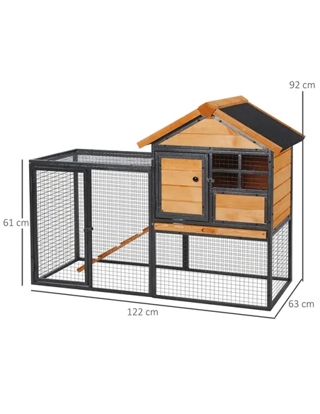 PawHut Wood-metal Guinea Pigs Hutches Elevated Pet Bunny House Rabbit Cage with Slide-Out Tray Outdoor