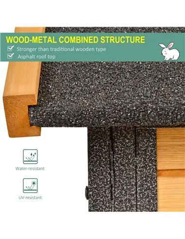 PawHut Wood-metal Guinea Pigs Hutches Elevated Pet Bunny House Rabbit Cage with Slide-Out Tray Outdoor