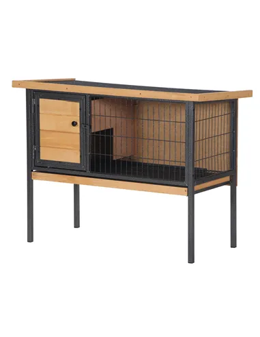 PawHut Wooden Guinea Pigs Hutches Elevated Pet House Bunny with Slide-Out Tray Outdoor Natural