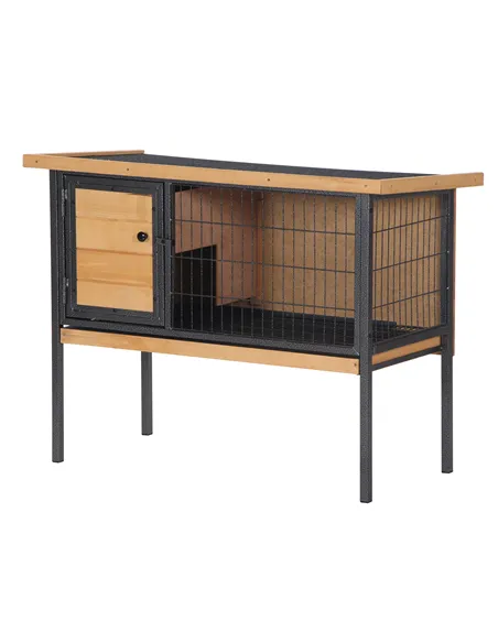 PawHut Wooden Guinea Pigs Hutches Elevated Pet House Bunny with Slide-Out Tray Outdoor Natural