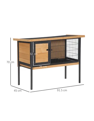 PawHut Wooden Guinea Pigs Hutches Elevated Pet House Bunny with Slide-Out Tray Outdoor Natural