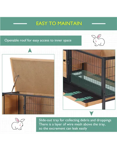PawHut Wooden Guinea Pigs Hutches Elevated Pet House Bunny with Slide-Out Tray Outdoor Natural