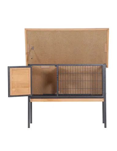 PawHut Wooden Guinea Pigs Hutches Elevated Pet House Bunny with Slide-Out Tray Outdoor Natural