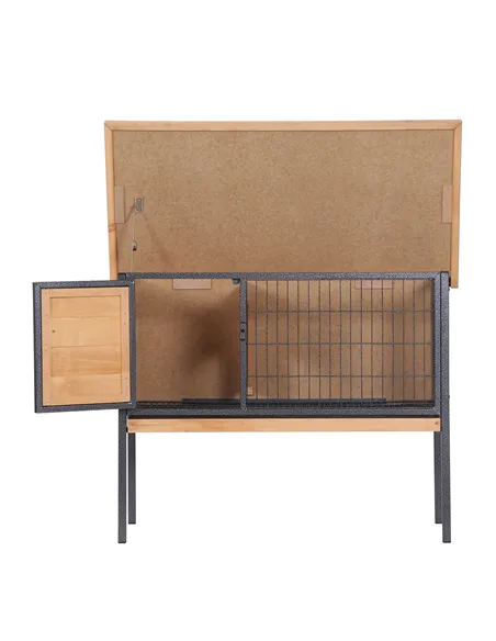 PawHut Wooden Guinea Pigs Hutches Elevated Pet House Bunny with Slide-Out Tray Outdoor Natural