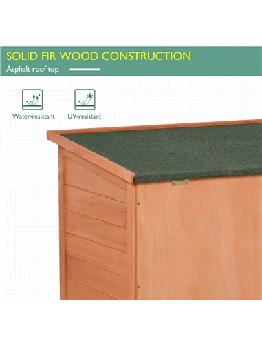 PawHut Wooden Guinea Pigs Hutches Elevated Pet Bunny House with Slide-Out Tray Openable Roof