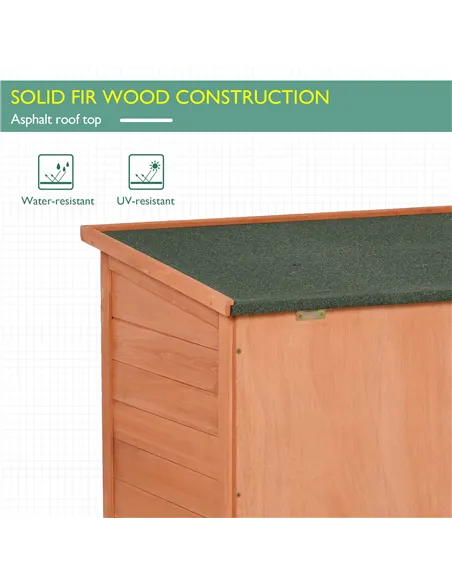 PawHut Wooden Guinea Pigs Hutches Elevated Pet Bunny House with Slide-Out Tray Openable Roof