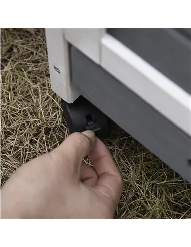 PawHut Wooden Guinea Pigs Hutches Elevated Pet Bunny House Rabbit Cage with Slide-Out Tray Indoor Grey