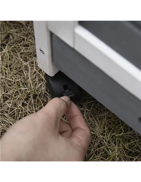 PawHut Wooden Guinea Pigs Hutches Elevated Pet Bunny House Rabbit Cage with Slide-Out Tray Indoor Grey