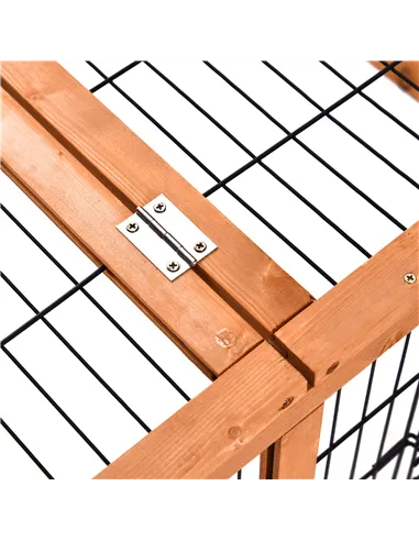 PawHut Wooden Guinea Pigs Hutches Detachable Rabbit Cage Pet House with Openable Run & Roof Slide-out Tray