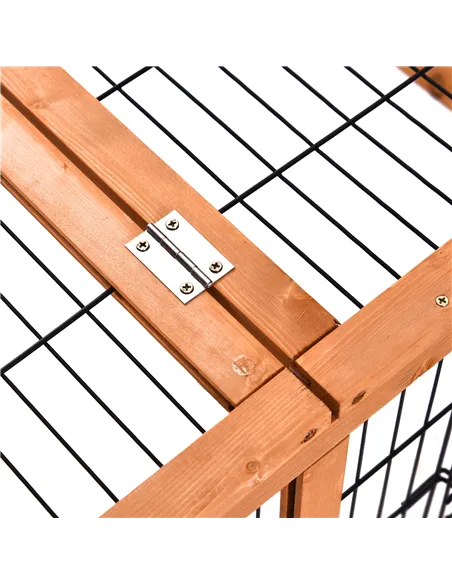 PawHut Wooden Guinea Pigs Hutches Detachable Rabbit Cage Pet House with Openable Run & Roof Slide-out Tray