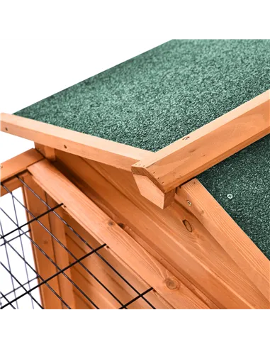 PawHut Wooden Guinea Pigs Hutches Detachable Rabbit Cage Pet House with Openable Run & Roof Slide-out Tray