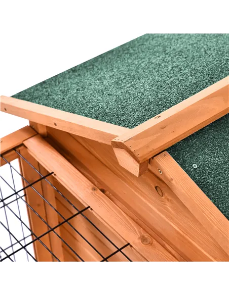 PawHut Wooden Guinea Pigs Hutches Detachable Rabbit Cage Pet House with Openable Run & Roof Slide-out Tray