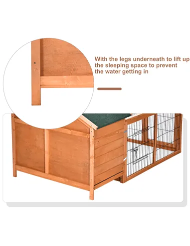 PawHut Wooden Guinea Pigs Hutches Detachable Rabbit Cage Pet House with Openable Run & Roof Slide-out Tray