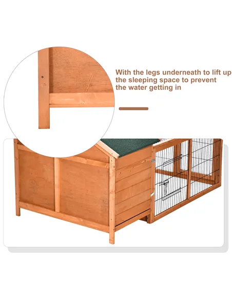 PawHut Wooden Guinea Pigs Hutches Detachable Rabbit Cage Pet House with Openable Run & Roof Slide-out Tray