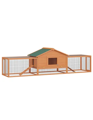 PawHut Wooden Guinea Pigs Hutches W/ Ramp-Golden Red