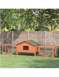 PawHut Wooden Guinea Pigs Hutches W/ Ramp-Golden Red 2