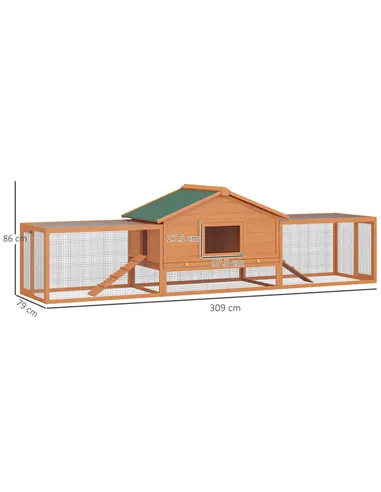 PawHut Wooden Guinea Pigs Hutches W/ Ramp-Golden Red