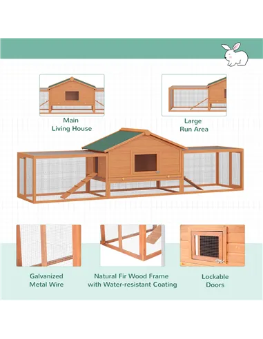 PawHut Wooden Guinea Pigs Hutches W/ Ramp-Golden Red