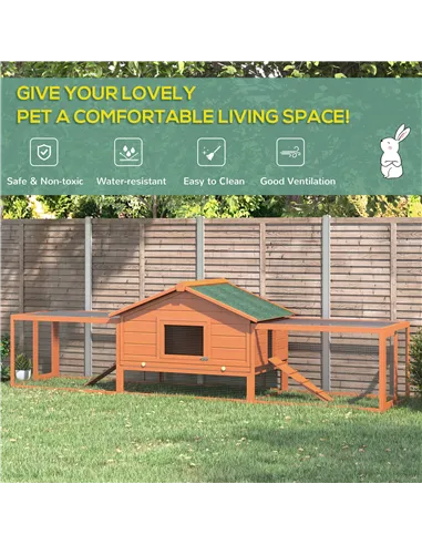 PawHut Wooden Guinea Pigs Hutches W/ Ramp-Golden Red