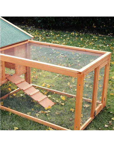PawHut Wooden Guinea Pigs Hutches W/ Ramp-Golden Red