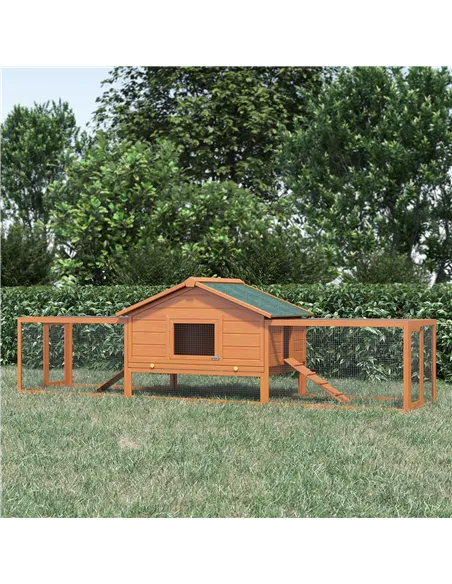 PawHut Wooden Guinea Pigs Hutches W/ Ramp-Golden Red